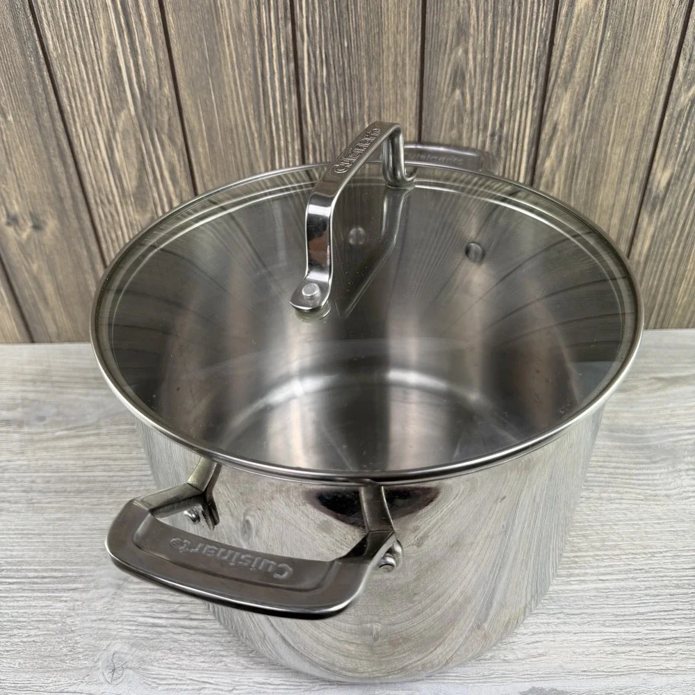 Cuisinart 73166-24 8 Qt Stainless Steel Stockpot Glass Lid Induction Ready